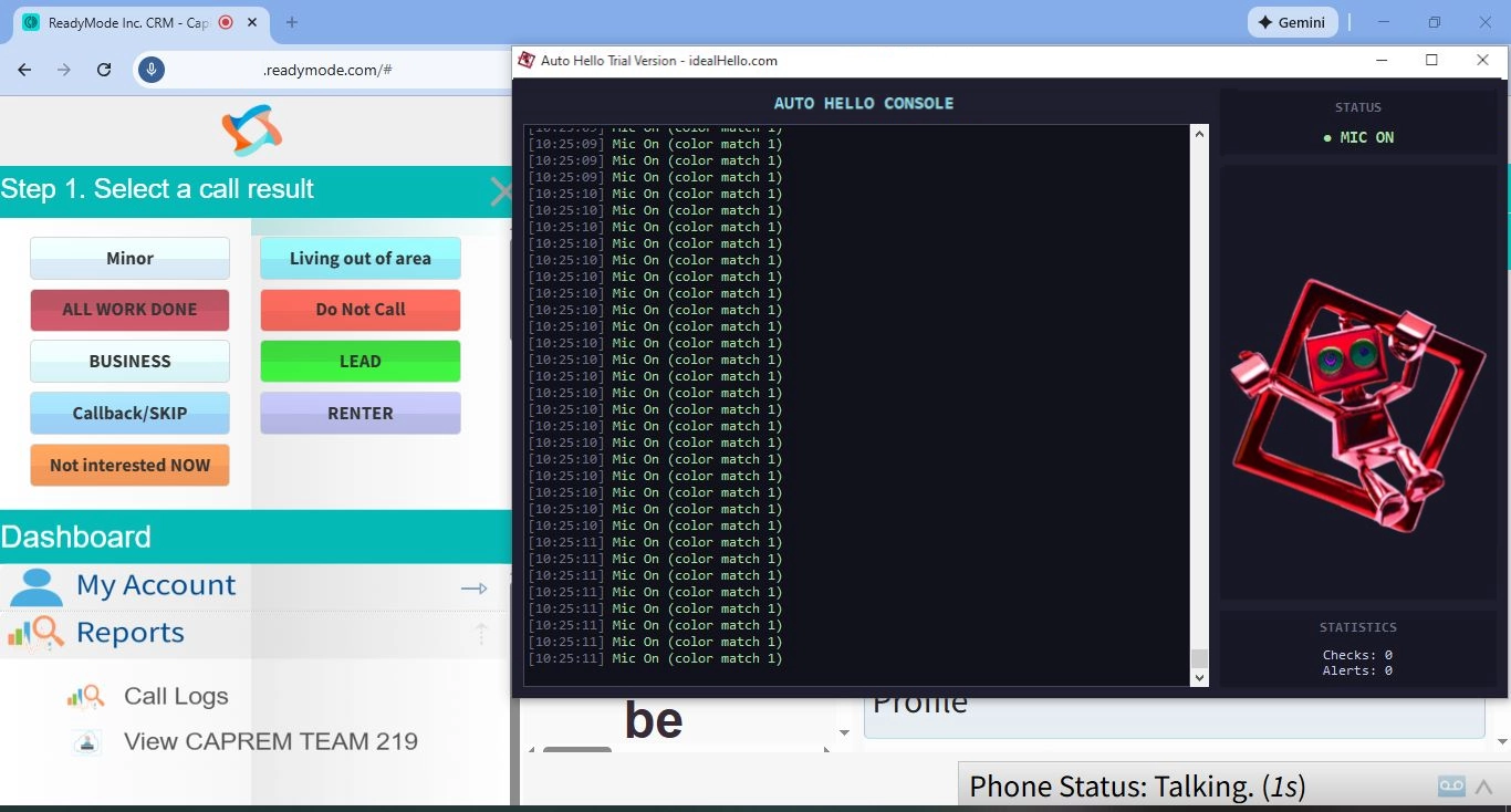 Auto Hello monitoring a live mic.